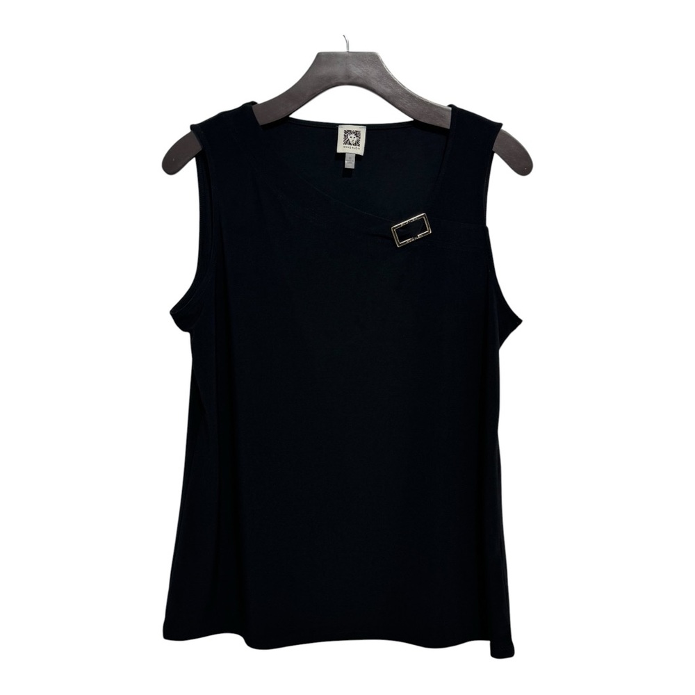Anne Klein Black Tank Top with Buckle Accent